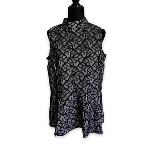 Ashley Stewart Black White Floral Lace Peplum Tank 18 20
